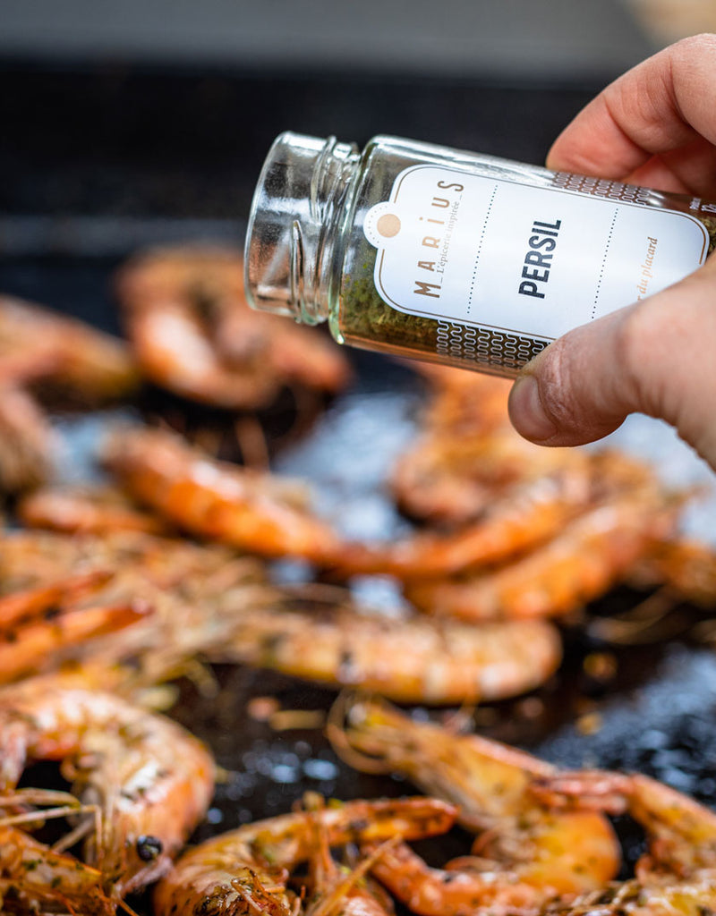 Gambas grillées et brochettes de légumes