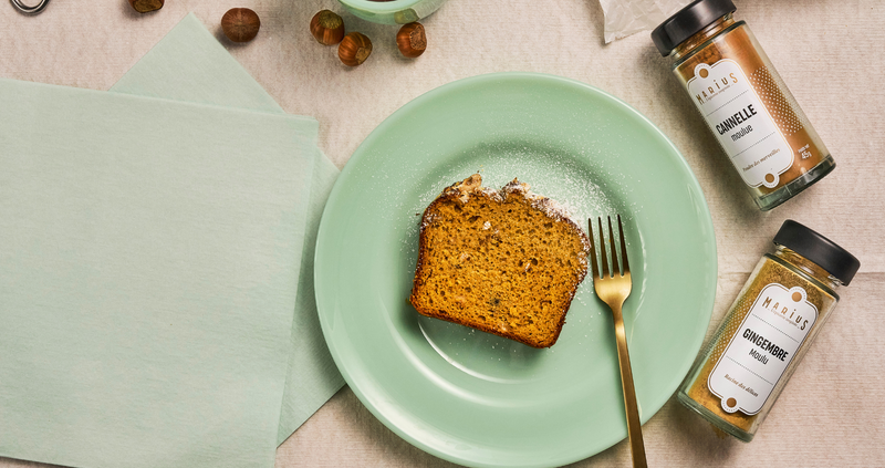Recette Cake aux noisettes, épices et farine de lupin