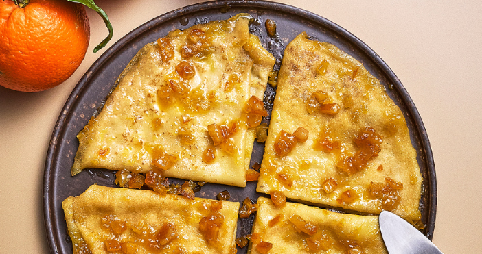 Crêpes suzettes à la confiture d’orange