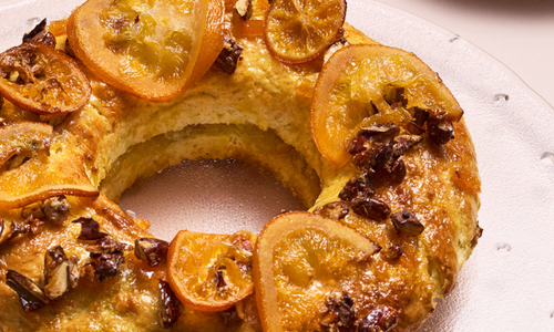 Brioche à la clémentine, oranges confites & amandes