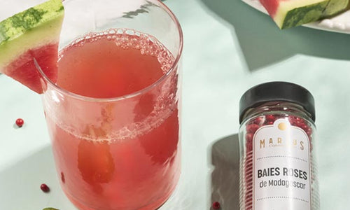 Jus de pastèque aux baies roses
