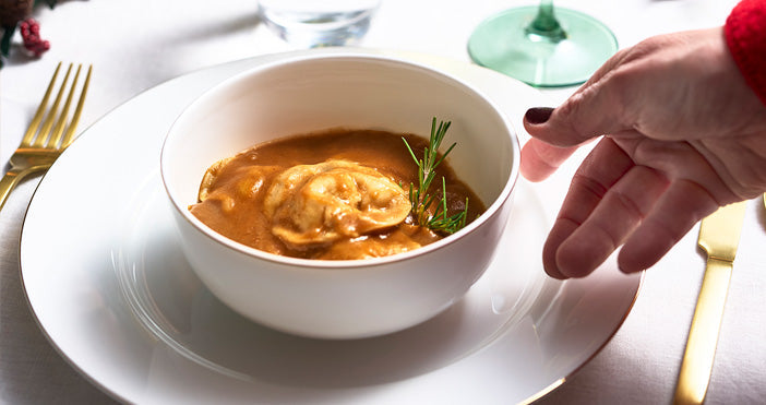 Ravioles de crevettes et bisque de homard