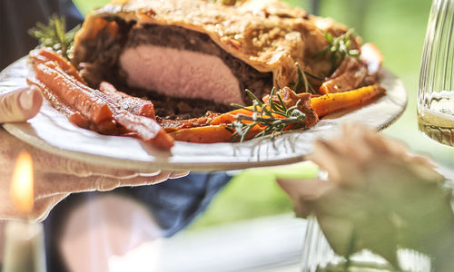 Rôti de veau en croûte et cèpes