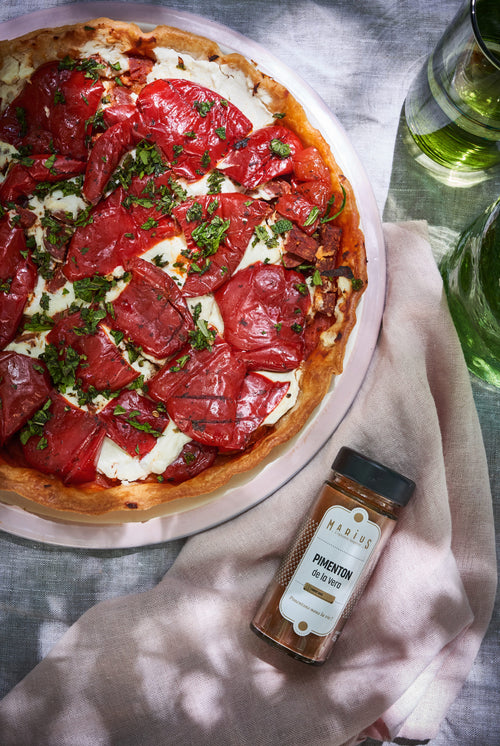 Tarte aux poivrons, chorizo et ricotta