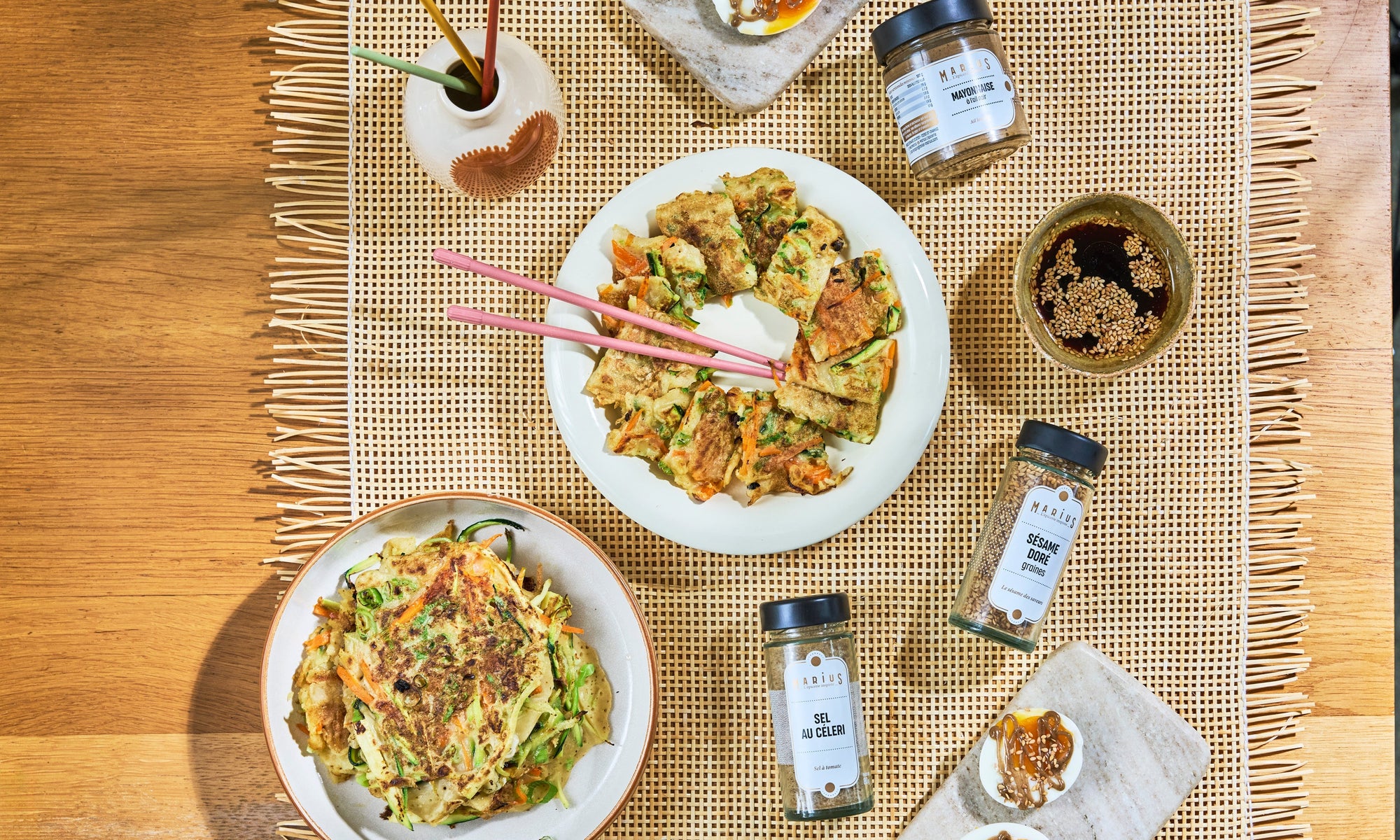 Pajeon coréen à la mayonnaise à l’ail noir