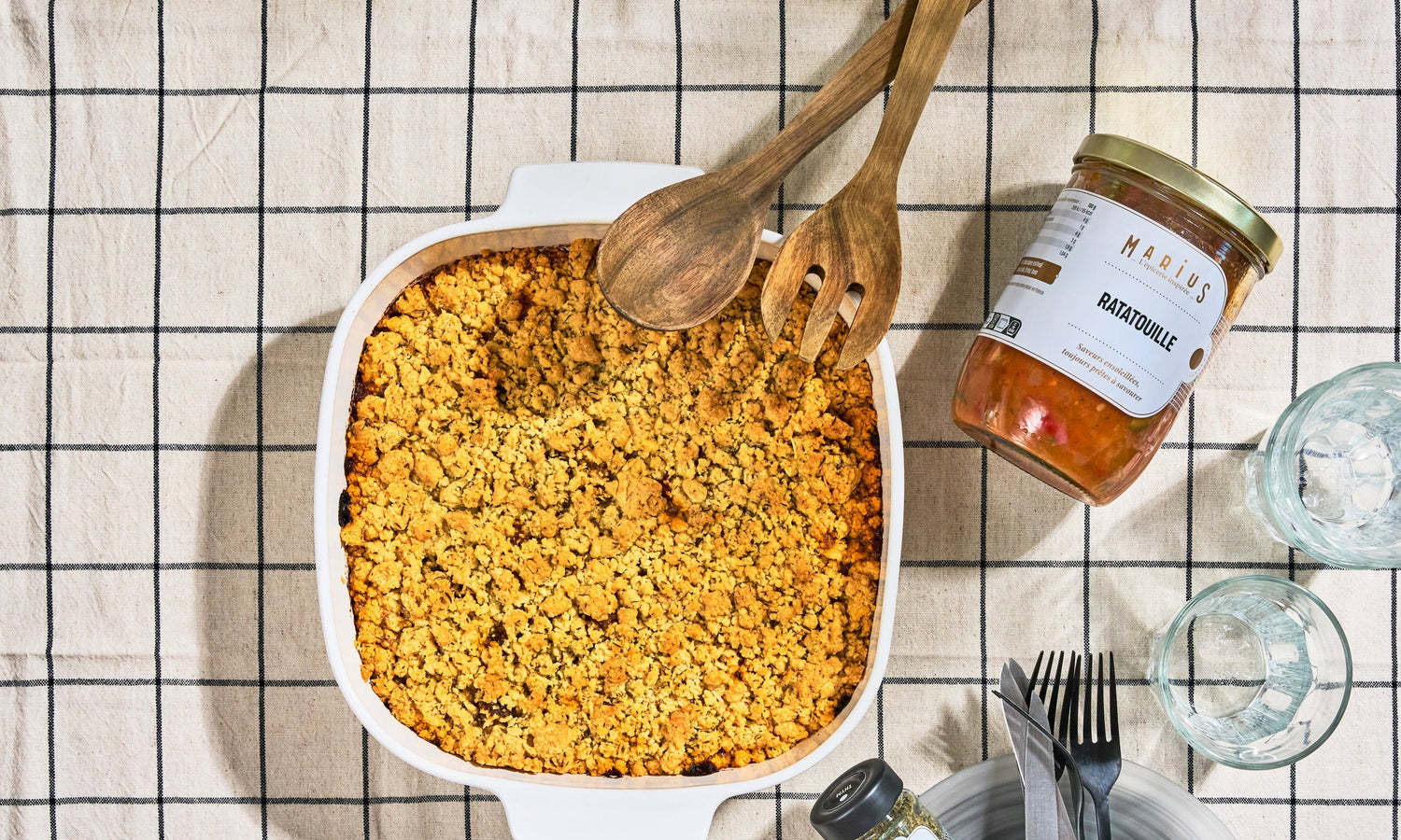 Ratatouille en crumble de parmesan et thym
