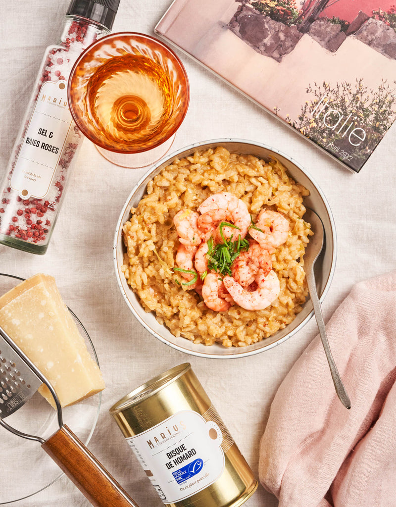 Risotto aux crevettes et bisque de homard