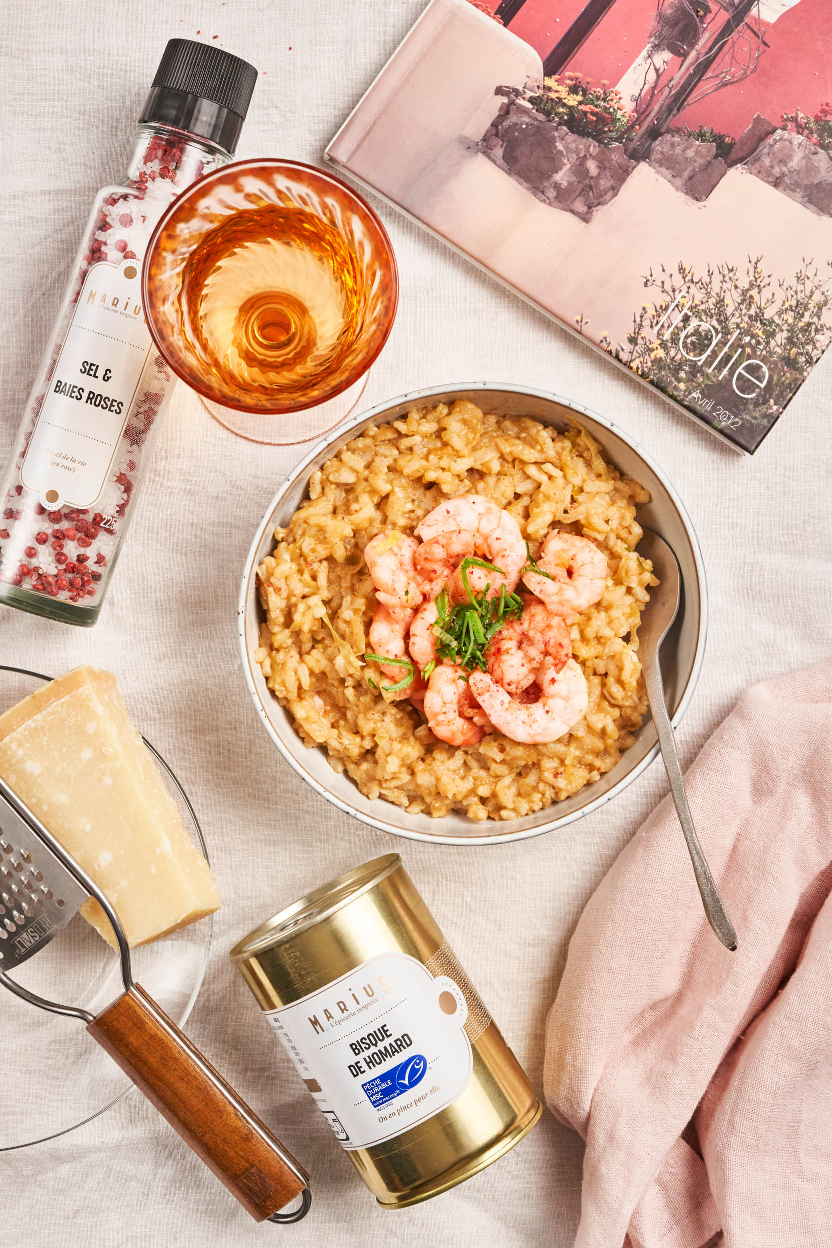 Risotto aux crevettes et bisque de homard