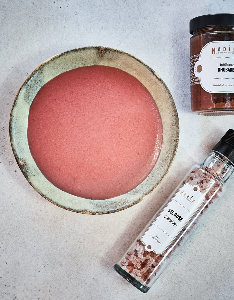 Soupe froide de rhubarbe à la framboise