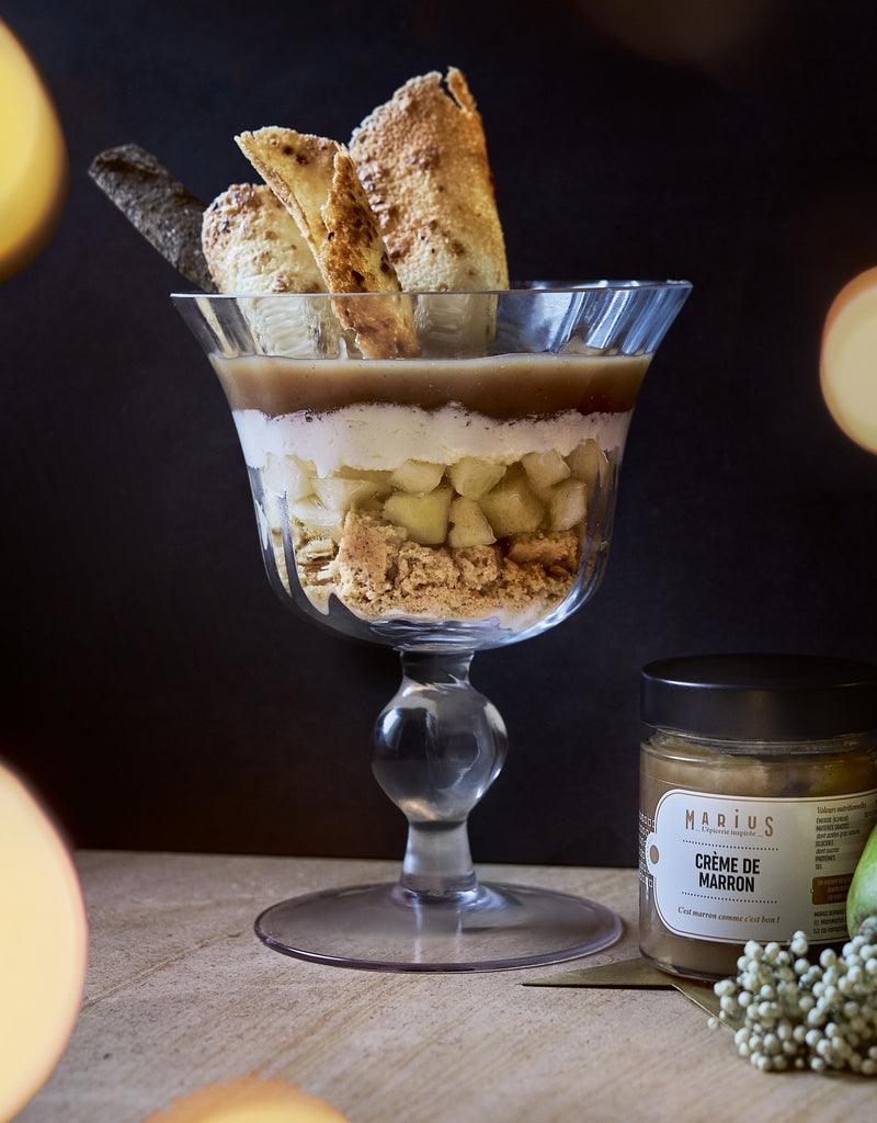 Trifle aux poires et à la crème de marron
