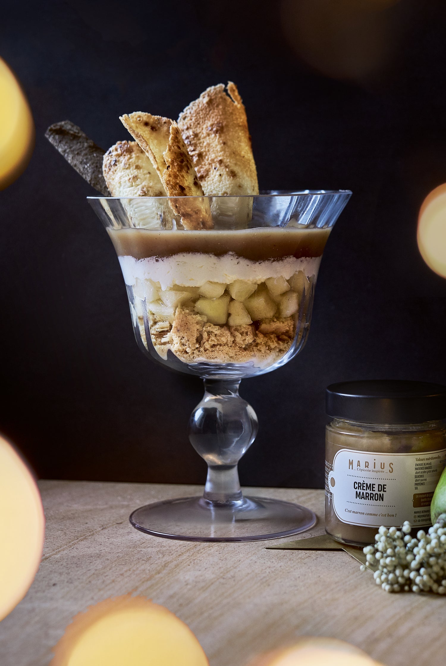 Trifle aux poires et à la crème de marron