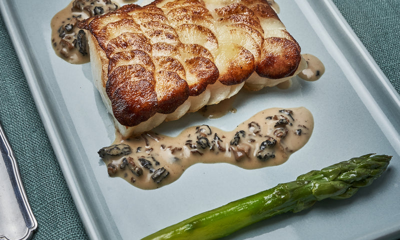 Cabillaud rôti sauce morilles