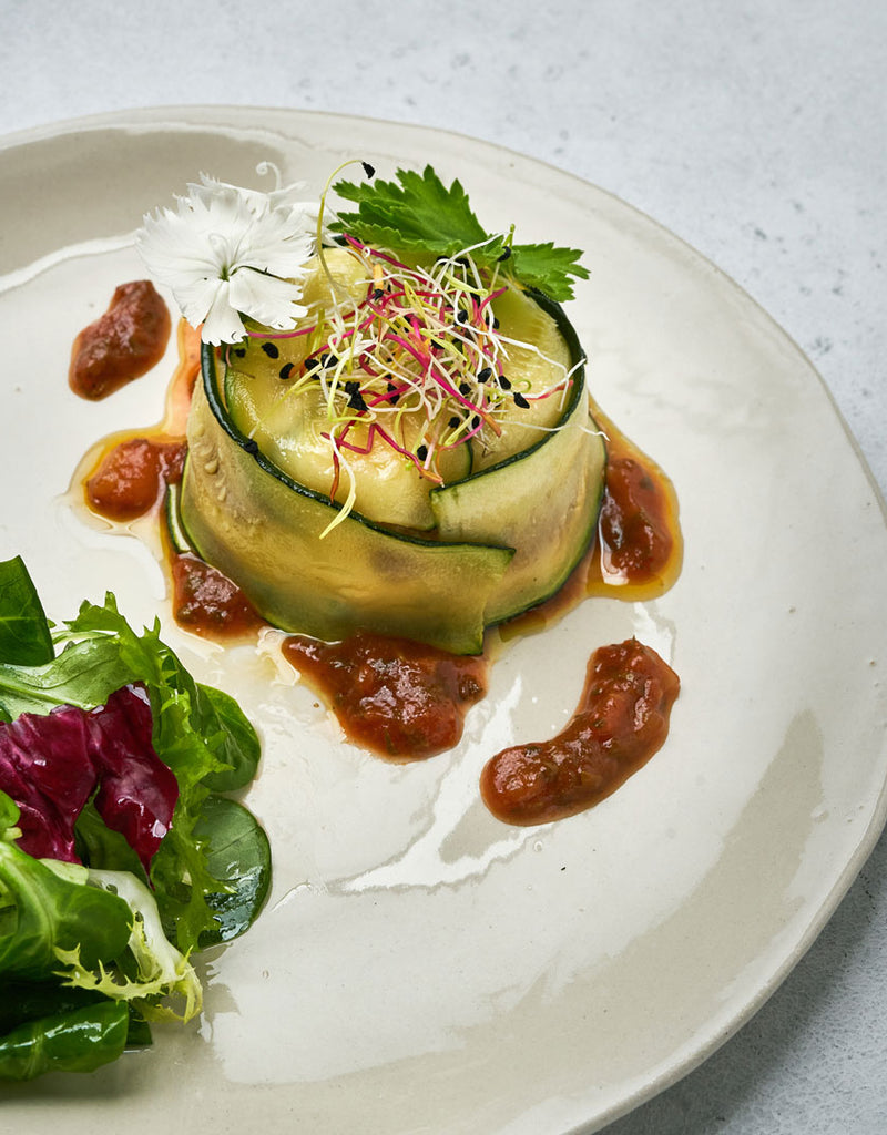 Charlotte au chèvre, courgettes et tomates