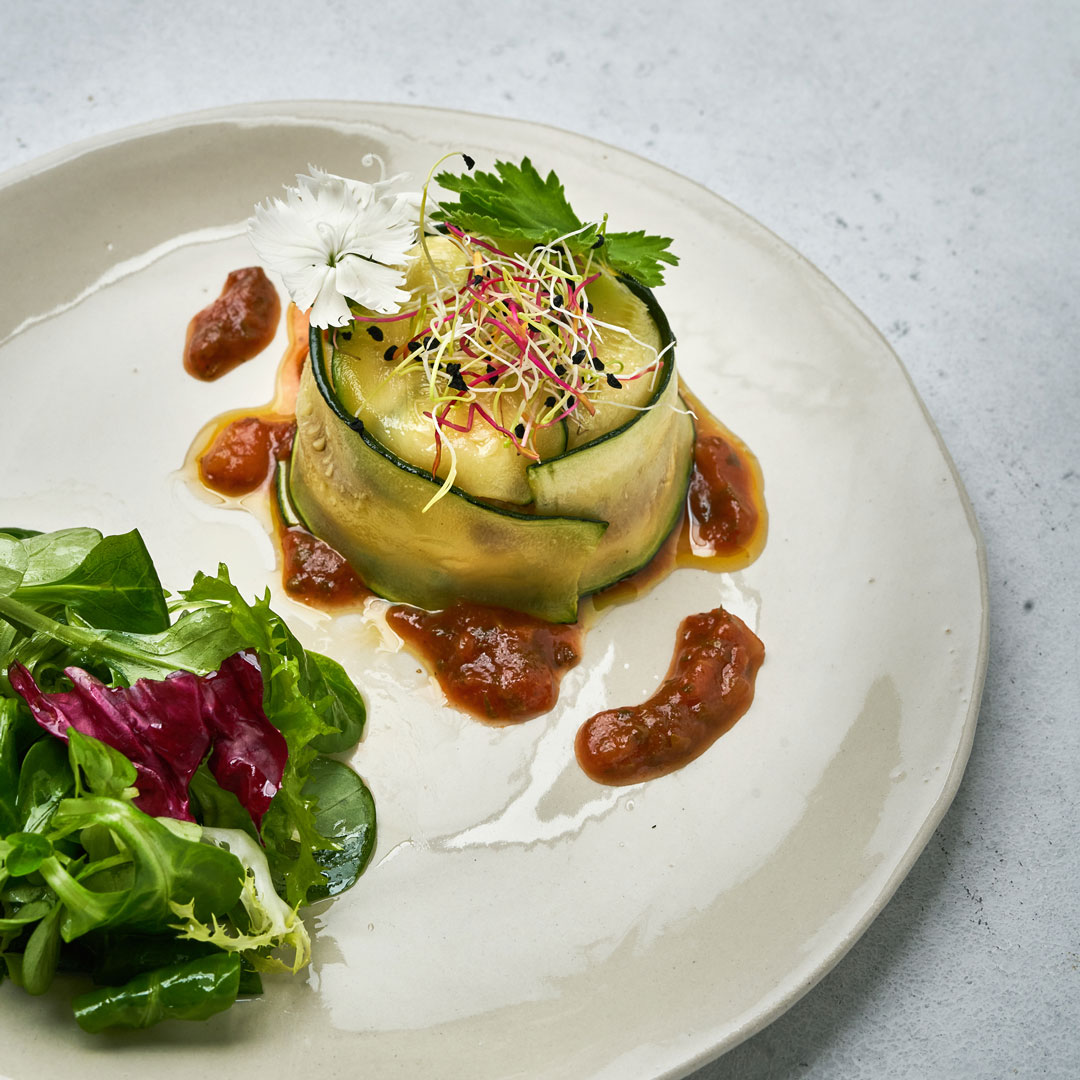 Charlotte au chèvre, courgettes et tomates