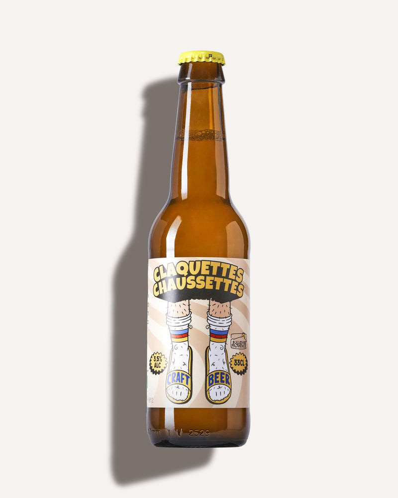 Biere claquettes chaussettes Bulles de Provence