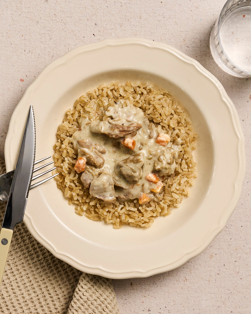Blanquette de veau & riz complet de Camargue plat cuisiné BoQuotidiens MARiUS