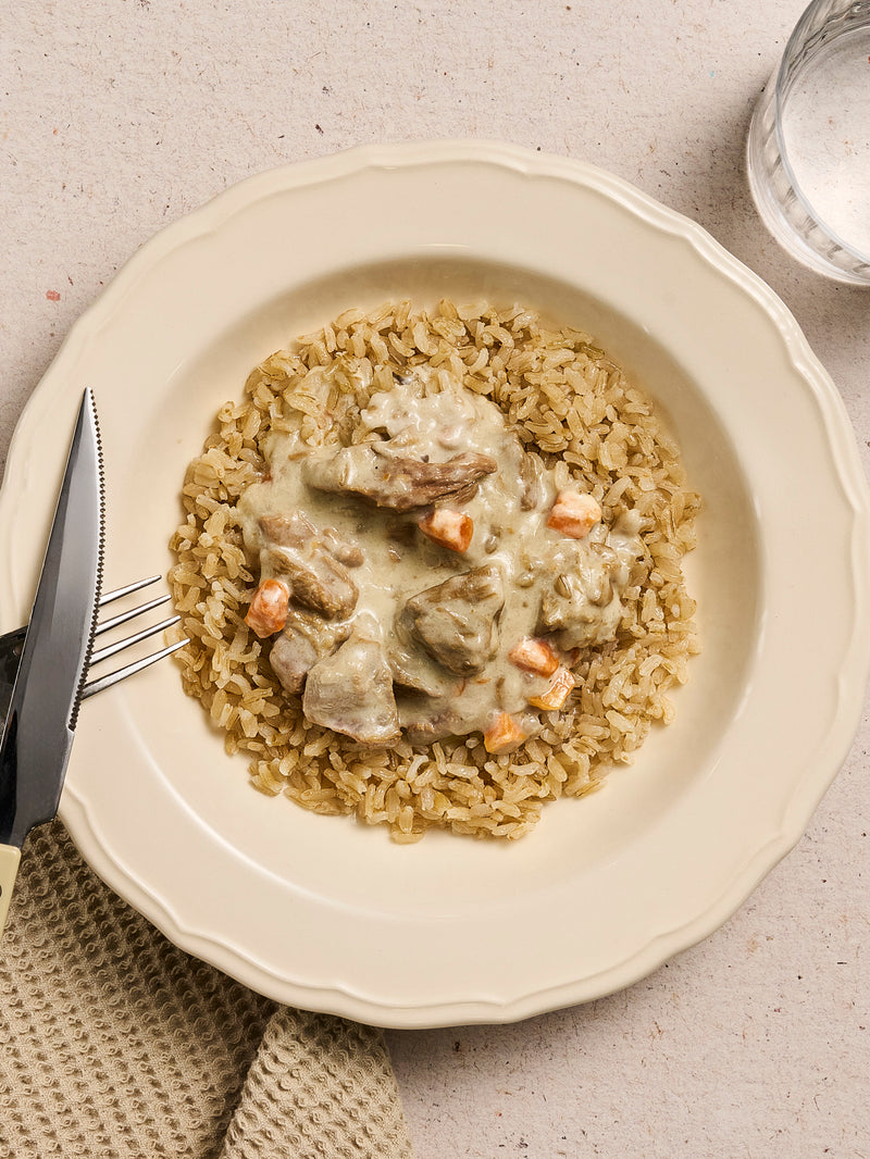 Blanquette de veau & riz complet de Camargue plat cuisiné BoQuotidiens MARiUS