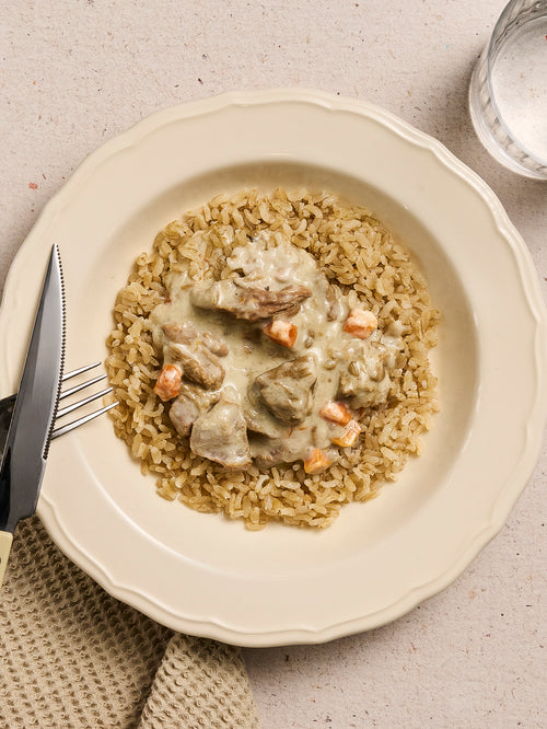 Blanquette de veau & riz complet de Camargue plat cuisiné BoQuotidiens MARiUS