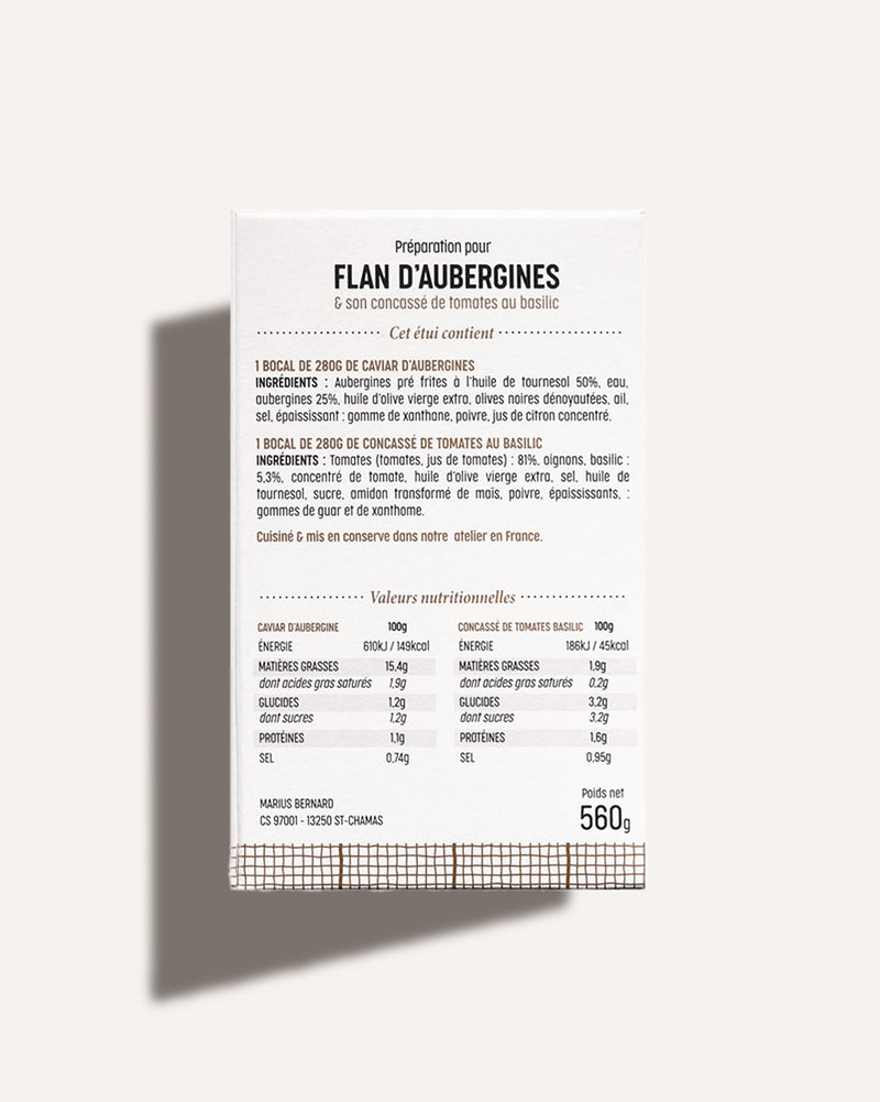 Flan d'aubergines légumes cuisinés MARiUS