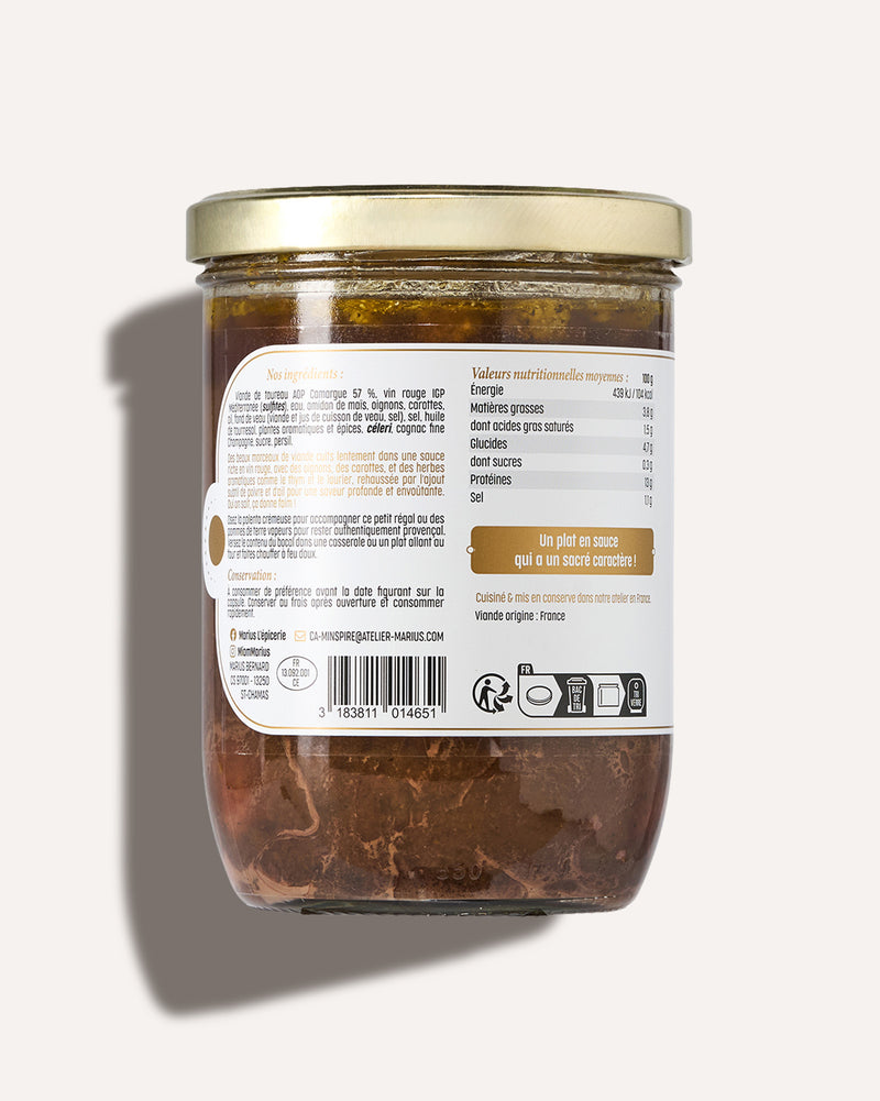 Gardianne de taureau plat cuisiné familial MARiUS