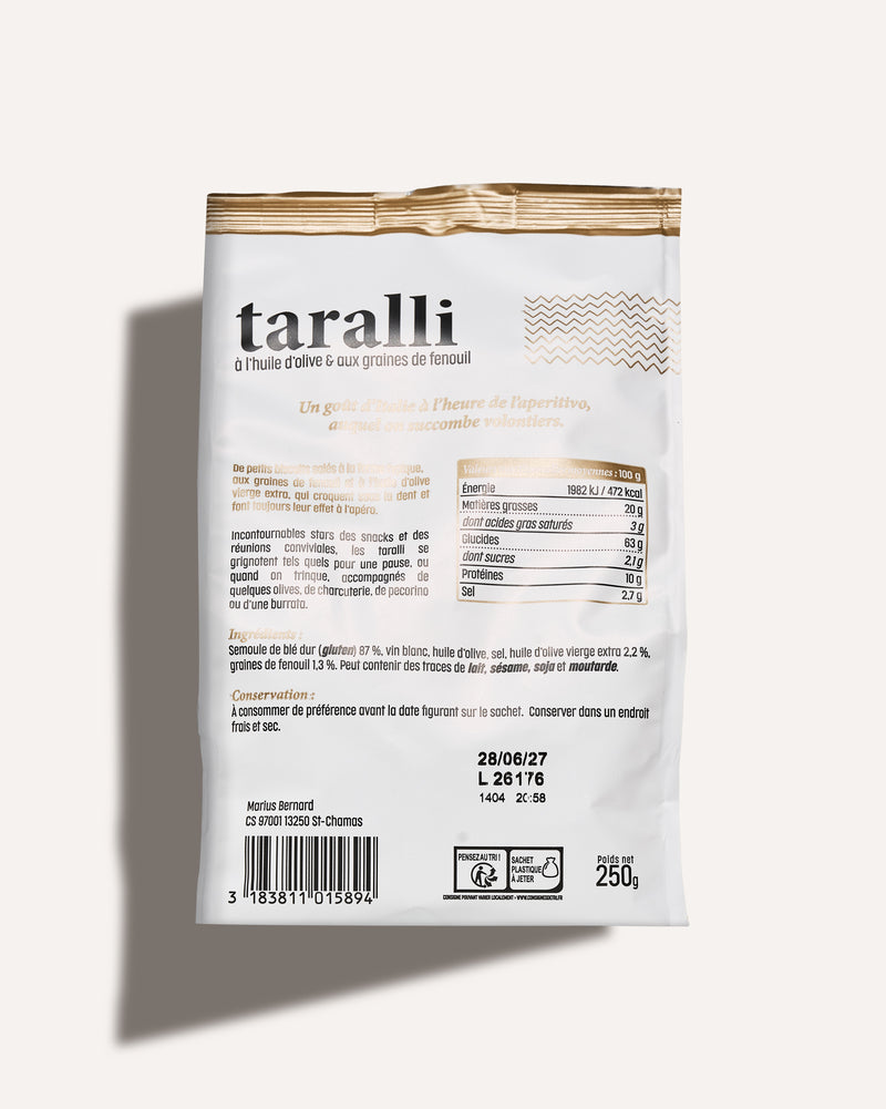 Taralli à l'huile d'olive et aux graines de fenouil