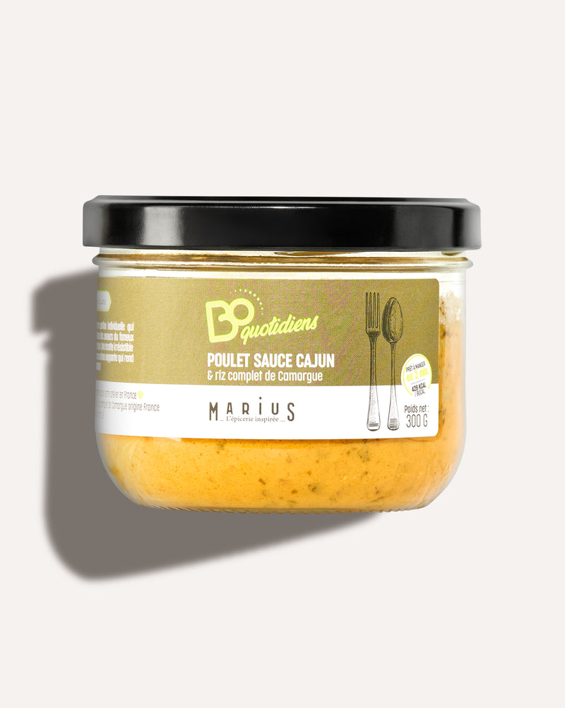 Poulet sauce cajun & riz complet de Camargue plat cuisiné individuel BoQuotidiens MARiUS