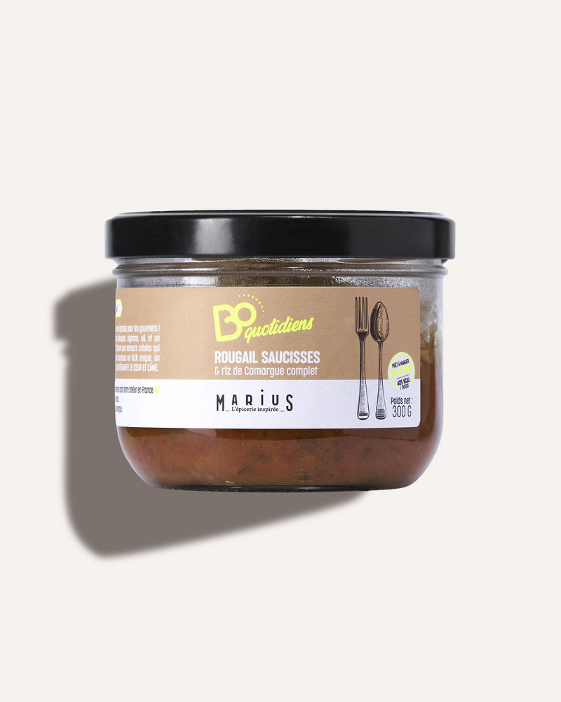 Rougail saucisses & riz de Camargue complet plat cuisiné individuel BoQuotidiens MARiUS