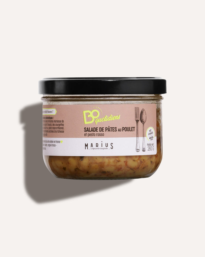 Salade de pâtes au poulet et pesto rosso plat individuel BoQuotidiens MARiUS