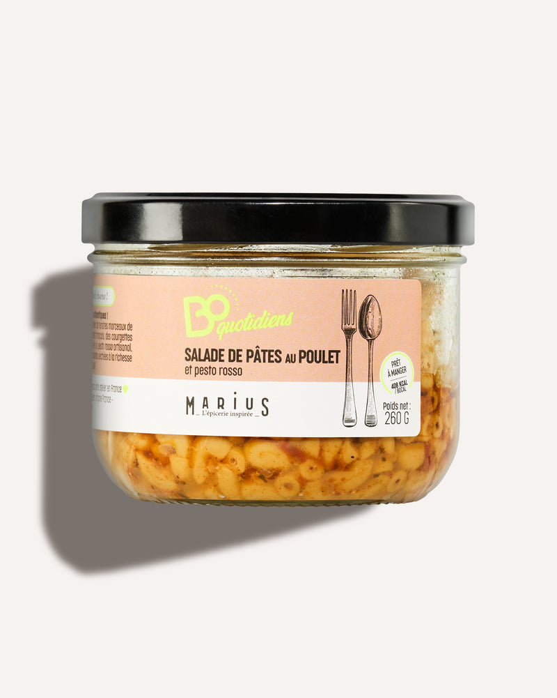 Salade de pâtes au poulet et pesto rosso plat individuel BoQuotidiens MARiUS