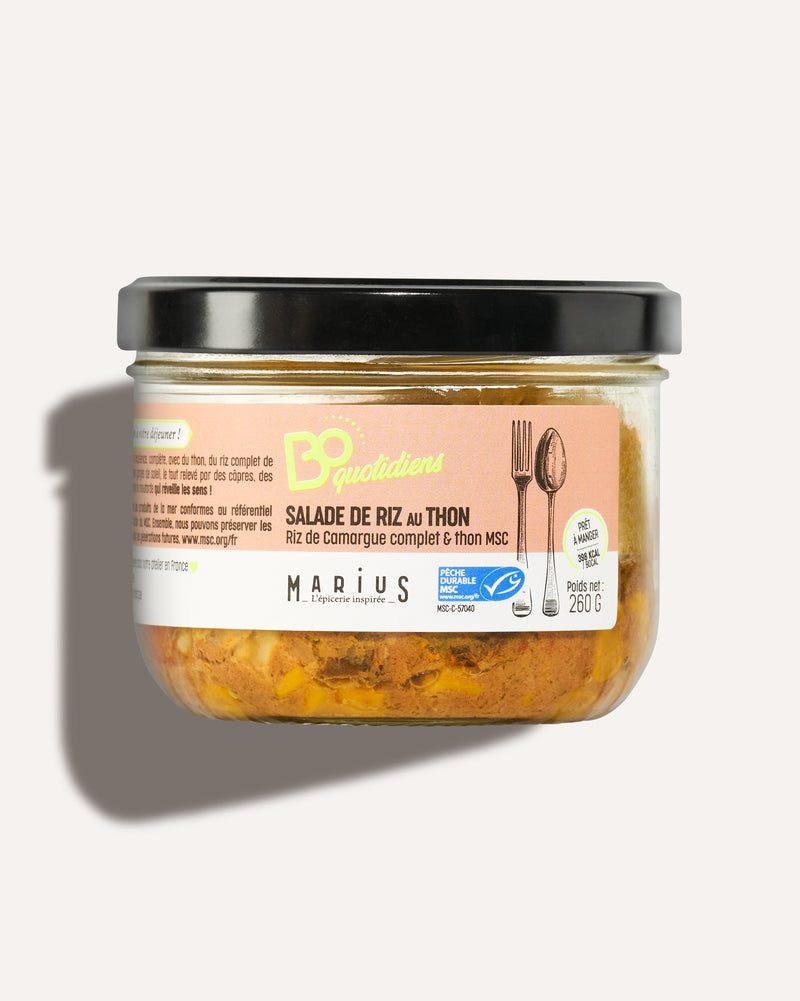 Salade de riz de Camargue complet & thon MSC plat cuisiné individuel BoQuotidiens MARiUS