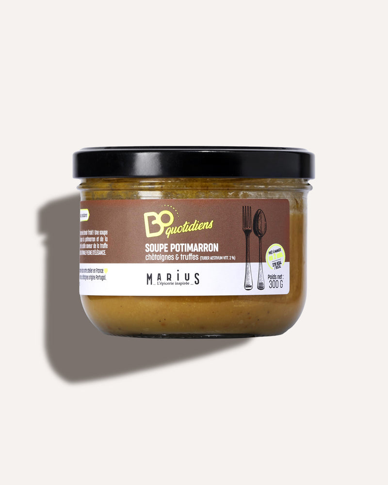 Soupe potimarron châtaigne & truffes plat cuisiné individuel BoQuotidiens MARiUS