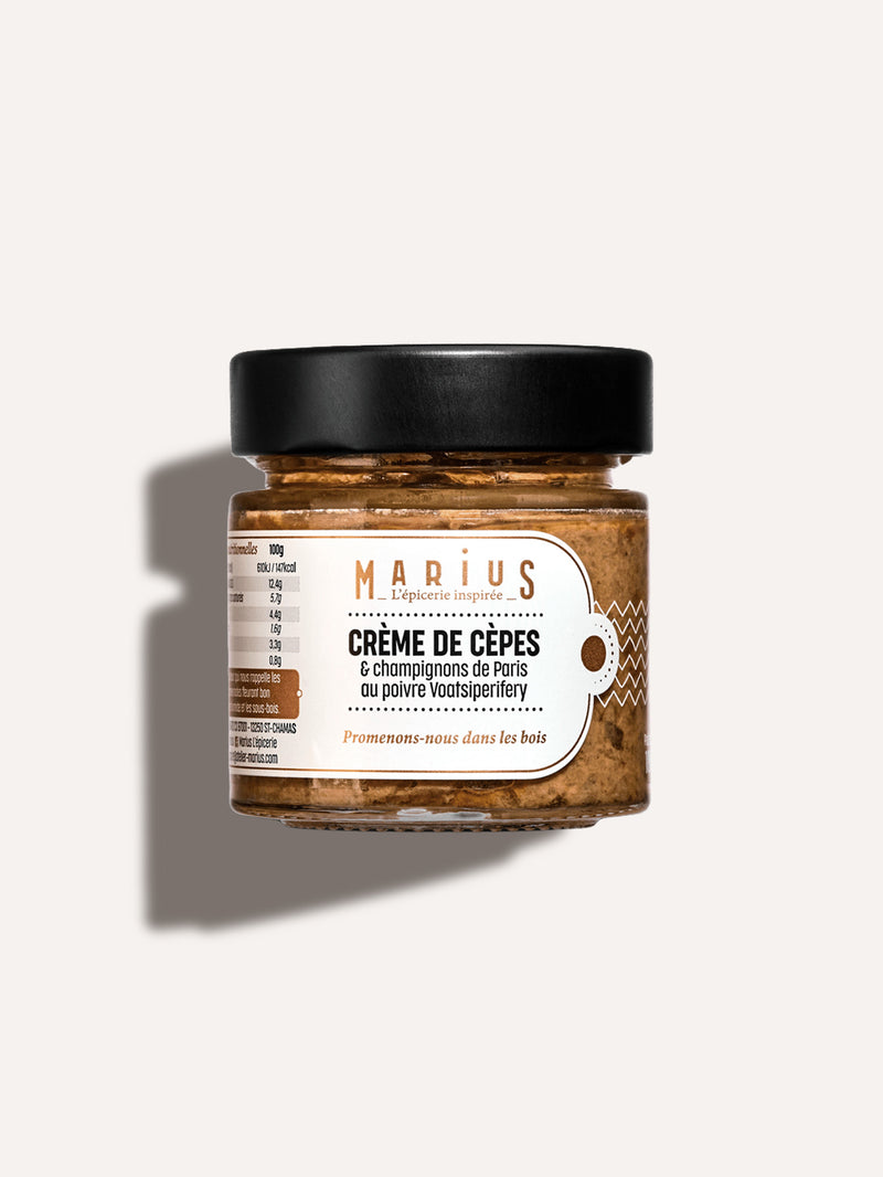 Crème de cèpes & champignons de Paris au poivre Voatsiperifery
